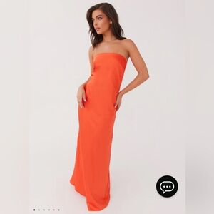 Peppermayo “Chantelle Strapless Maxi Dress” in color Sunset